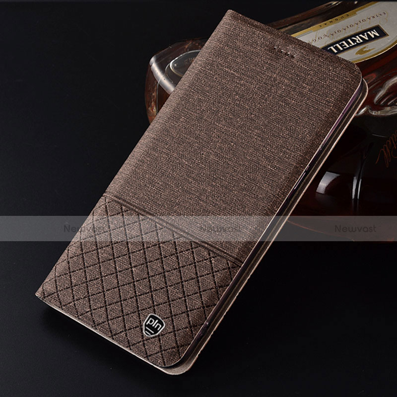Cloth Case Stands Flip Cover H13P for Motorola Moto G20 Brown