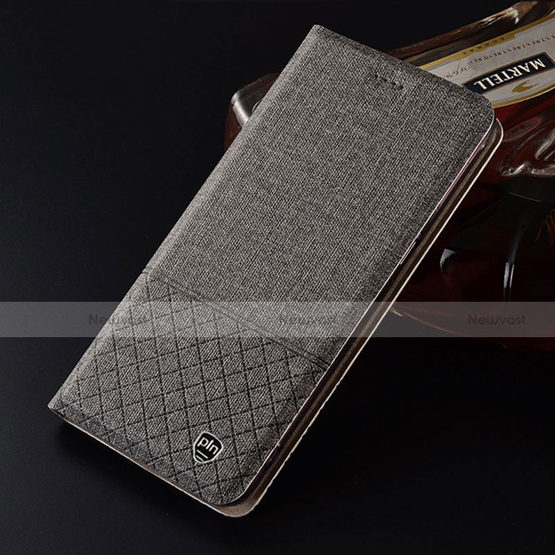 Cloth Case Stands Flip Cover H13P for Motorola Moto G20 Gray