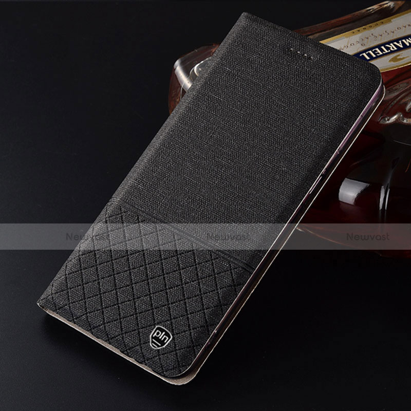 Cloth Case Stands Flip Cover H13P for Motorola Moto G30 Black