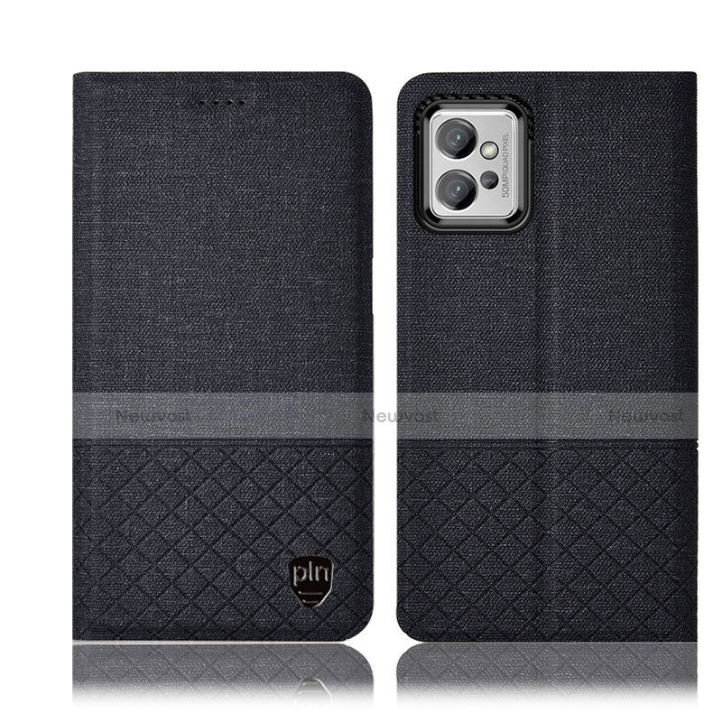 Cloth Case Stands Flip Cover H13P for Motorola Moto G32 Black