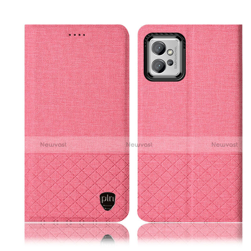 Cloth Case Stands Flip Cover H13P for Motorola Moto G32 Pink