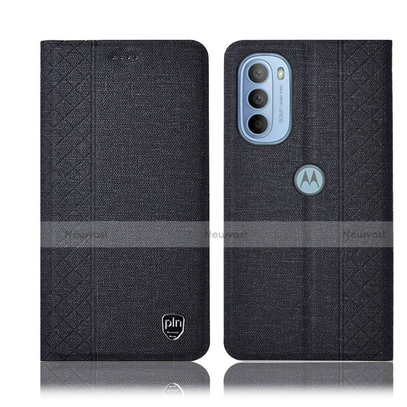Cloth Case Stands Flip Cover H13P for Motorola Moto G41 Black