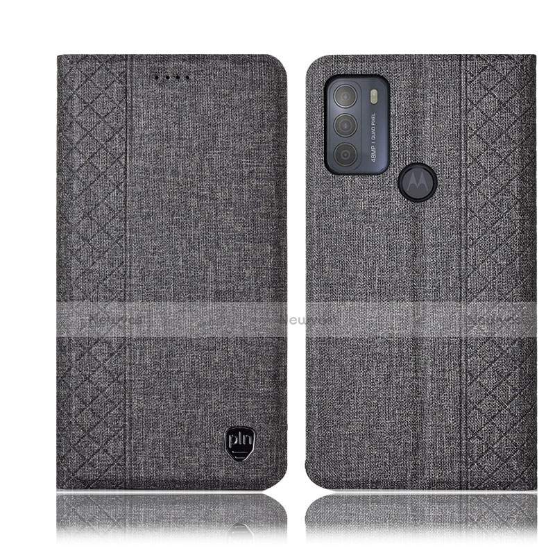 Cloth Case Stands Flip Cover H13P for Motorola Moto G50 Gray