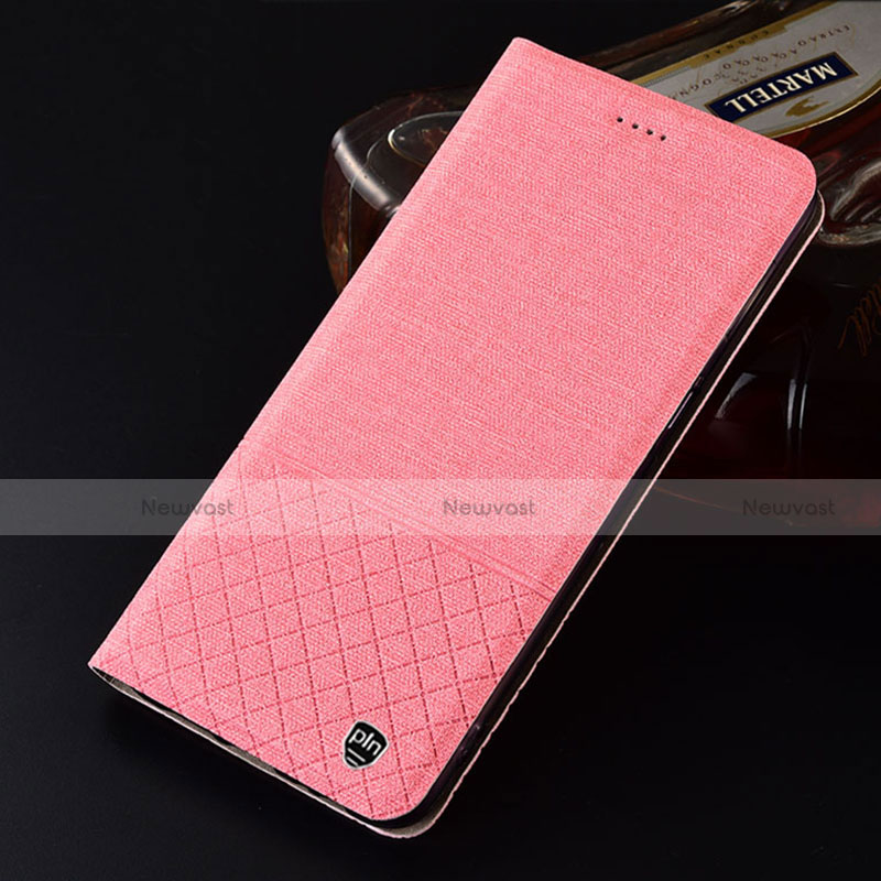 Cloth Case Stands Flip Cover H13P for Motorola Moto G60 Pink