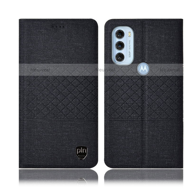Cloth Case Stands Flip Cover H13P for Motorola Moto G71 5G Black