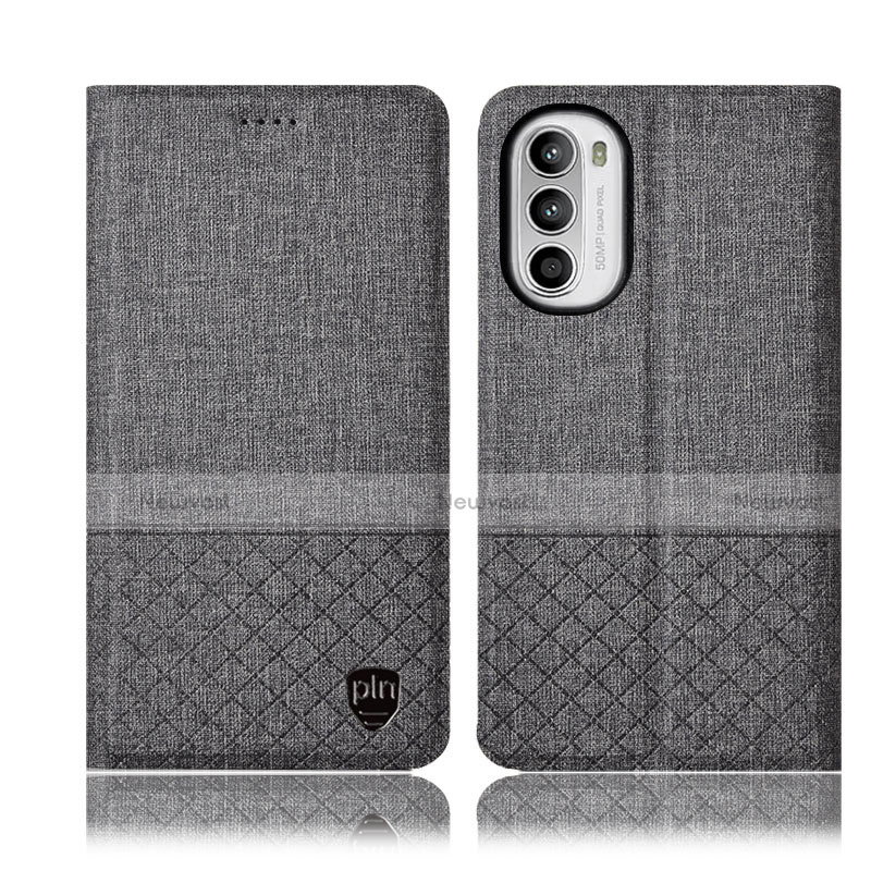 Cloth Case Stands Flip Cover H13P for Motorola Moto G71s 5G Gray