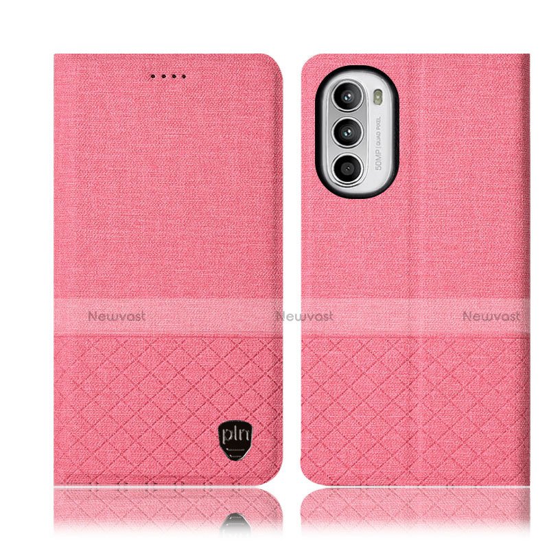 Cloth Case Stands Flip Cover H13P for Motorola Moto G71s 5G Pink