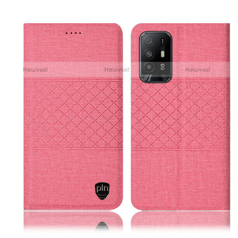 Cloth Case Stands Flip Cover H13P for Oppo F19 Pro+ Plus 5G Pink