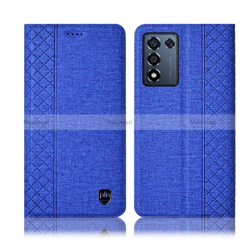 Cloth Case Stands Flip Cover H13P for Oppo K9S 5G Blue