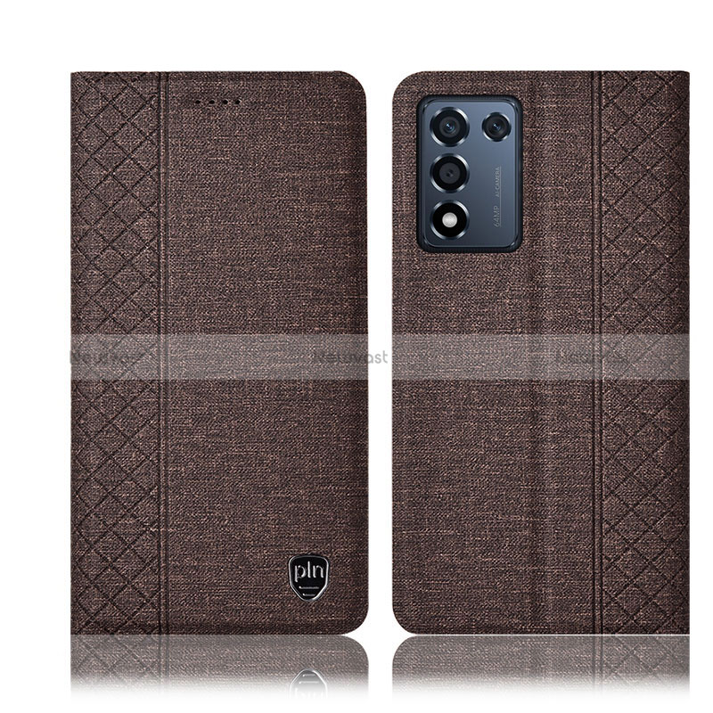 Cloth Case Stands Flip Cover H13P for Oppo K9S 5G Brown