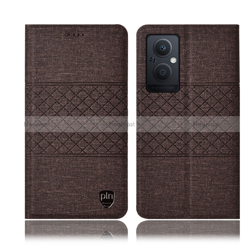 Cloth Case Stands Flip Cover H13P for Oppo Reno8 Lite 5G Brown