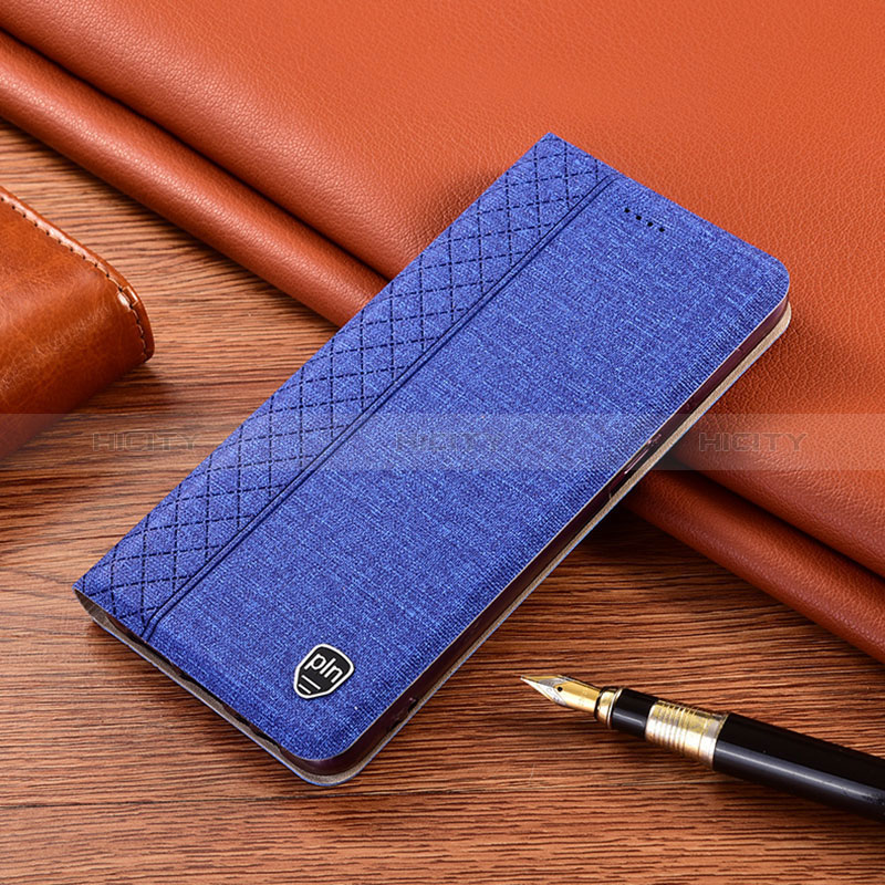 Cloth Case Stands Flip Cover H13P for Samsung Galaxy A03s Blue