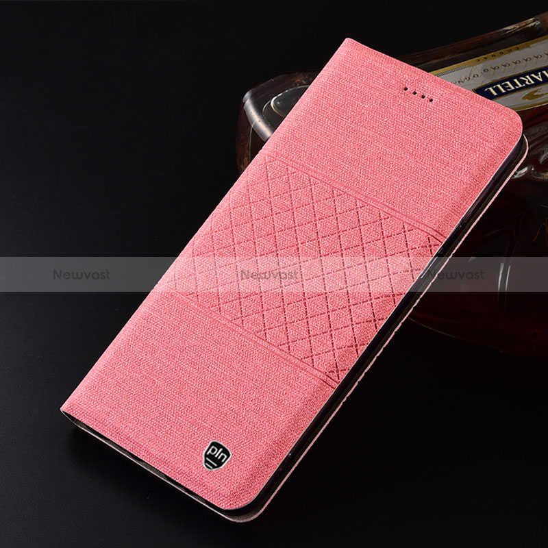 Cloth Case Stands Flip Cover H13P for Samsung Galaxy A21s Pink