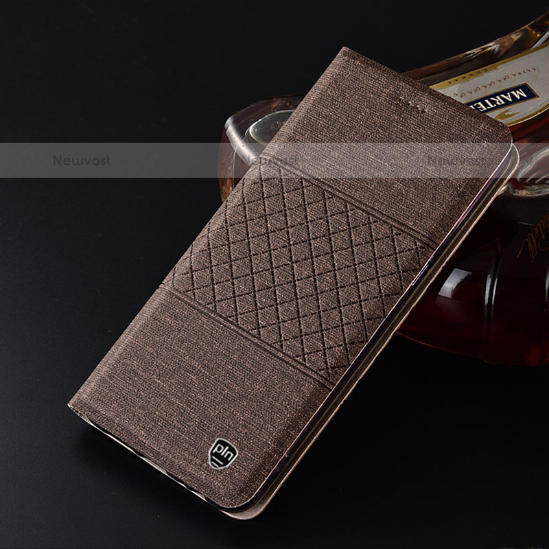 Cloth Case Stands Flip Cover H13P for Samsung Galaxy M30 Brown