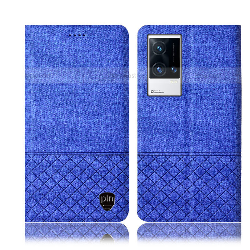 Cloth Case Stands Flip Cover H13P for Vivo iQOO 8 5G Blue