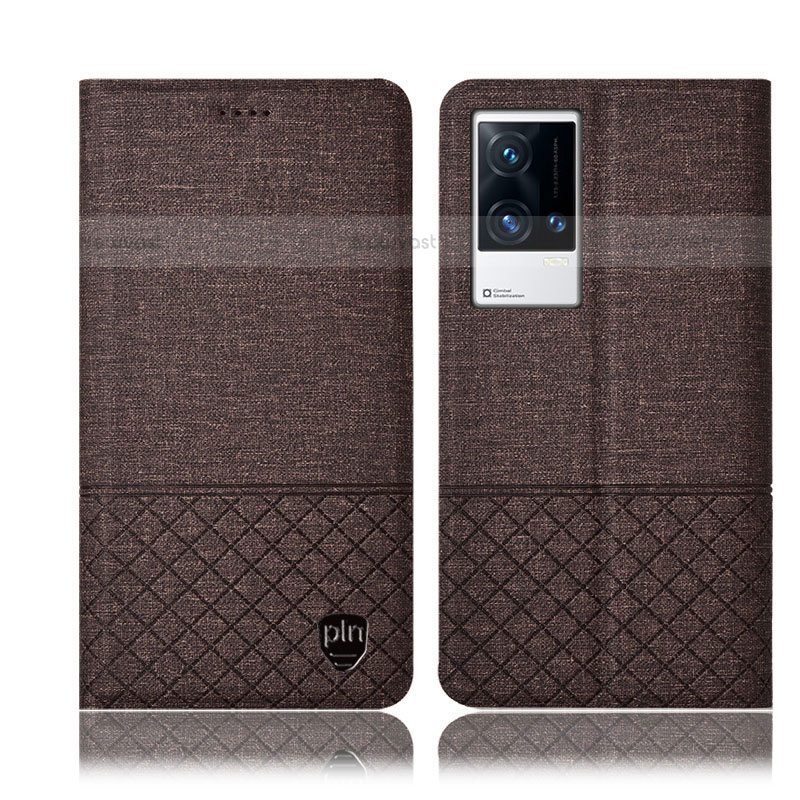Cloth Case Stands Flip Cover H13P for Vivo iQOO 8 5G Brown