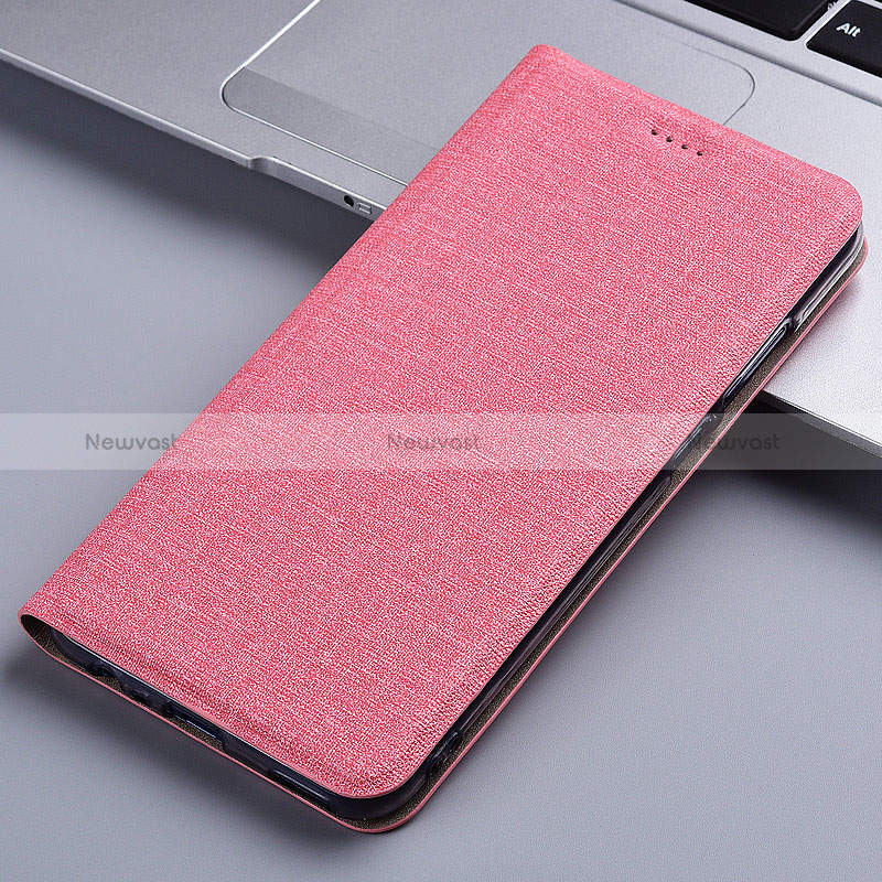 Cloth Case Stands Flip Cover H13P for Xiaomi Mi Note 10 Lite Pink