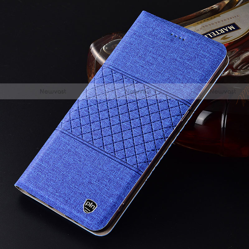 Cloth Case Stands Flip Cover H14P for Motorola Moto Edge 20 Lite 5G Blue