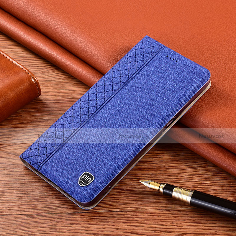 Cloth Case Stands Flip Cover H14P for Motorola Moto G20 Blue