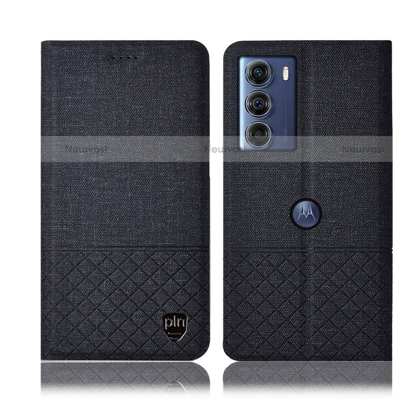 Cloth Case Stands Flip Cover H14P for Motorola Moto G200 5G Black