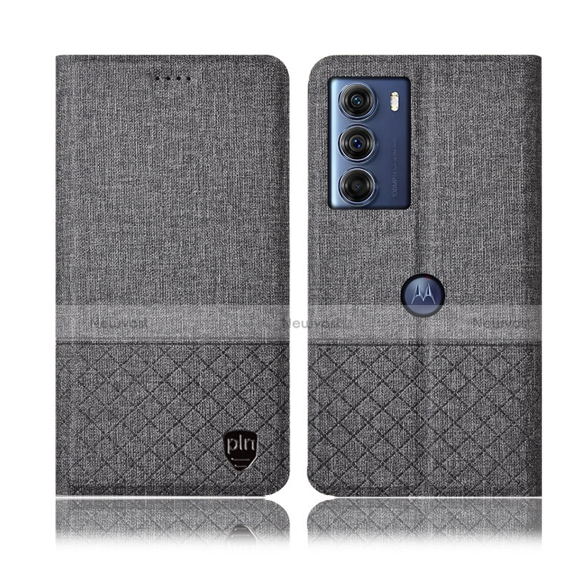 Cloth Case Stands Flip Cover H14P for Motorola Moto G200 5G Gray