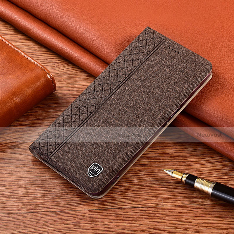 Cloth Case Stands Flip Cover H14P for Motorola Moto G30 Brown