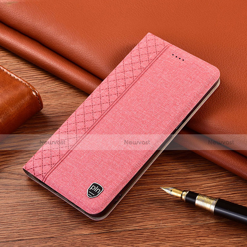 Cloth Case Stands Flip Cover H14P for Motorola Moto G30 Pink