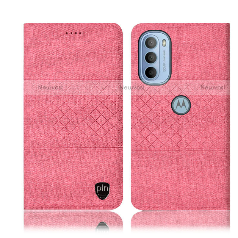 Cloth Case Stands Flip Cover H14P for Motorola Moto G31 Pink