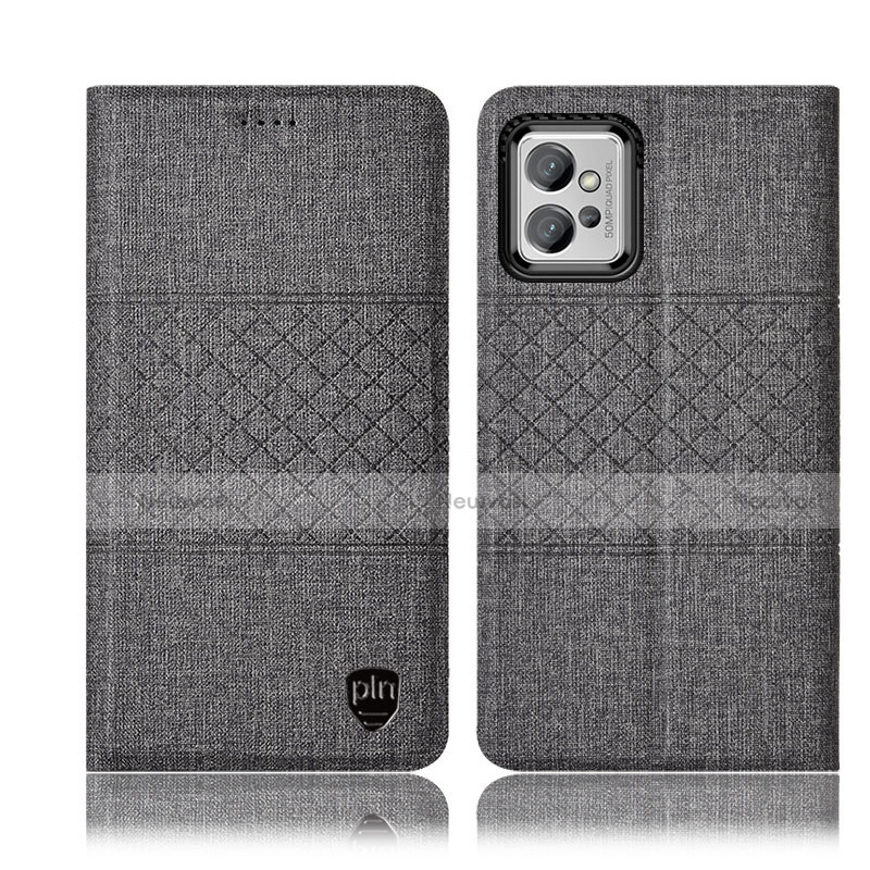 Cloth Case Stands Flip Cover H14P for Motorola Moto G32 Gray