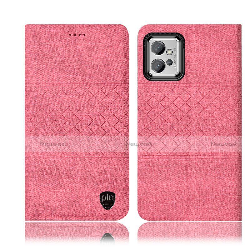 Cloth Case Stands Flip Cover H14P for Motorola Moto G32 Pink