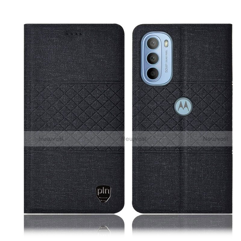 Cloth Case Stands Flip Cover H14P for Motorola Moto G41 Black