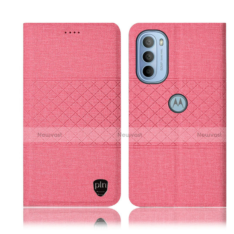 Cloth Case Stands Flip Cover H14P for Motorola Moto G41 Pink