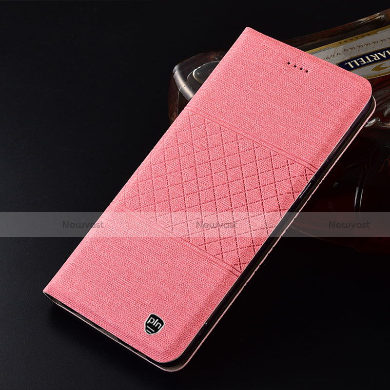Cloth Case Stands Flip Cover H14P for Motorola Moto G42 Pink