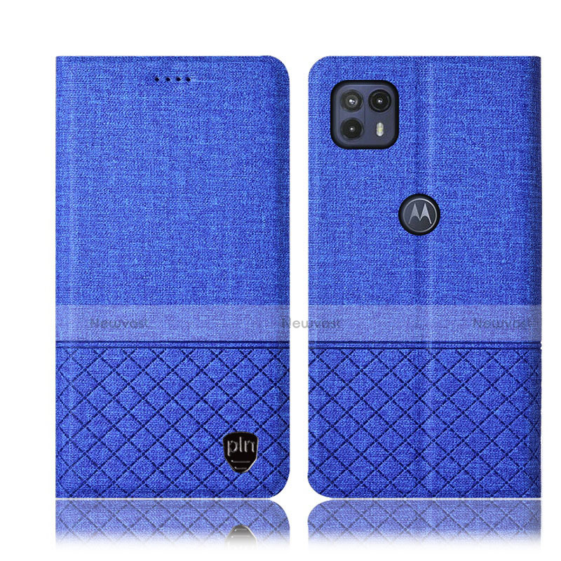 Cloth Case Stands Flip Cover H14P for Motorola Moto G50 5G Blue