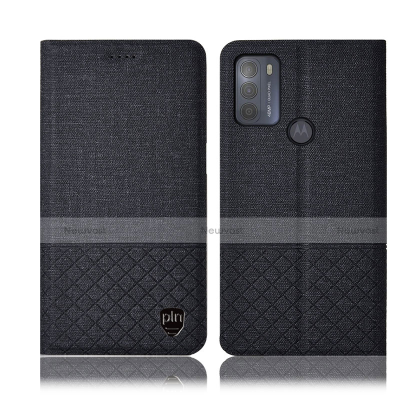 Cloth Case Stands Flip Cover H14P for Motorola Moto G50 Black