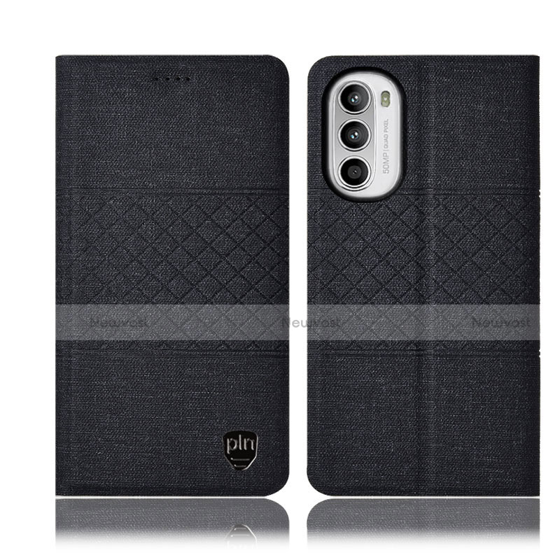 Cloth Case Stands Flip Cover H14P for Motorola Moto G82 5G Black