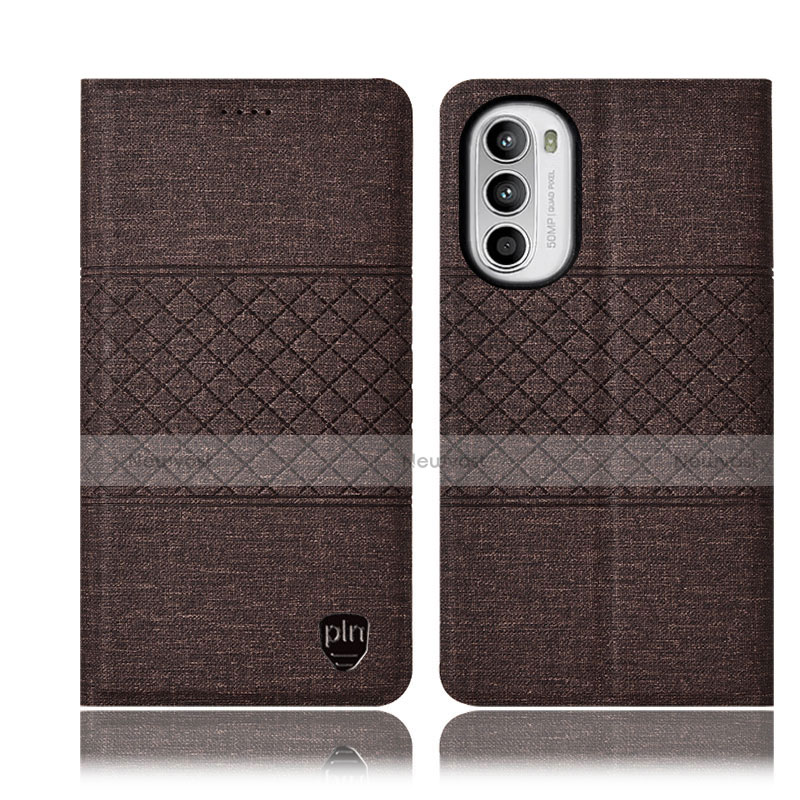 Cloth Case Stands Flip Cover H14P for Motorola Moto G82 5G Brown
