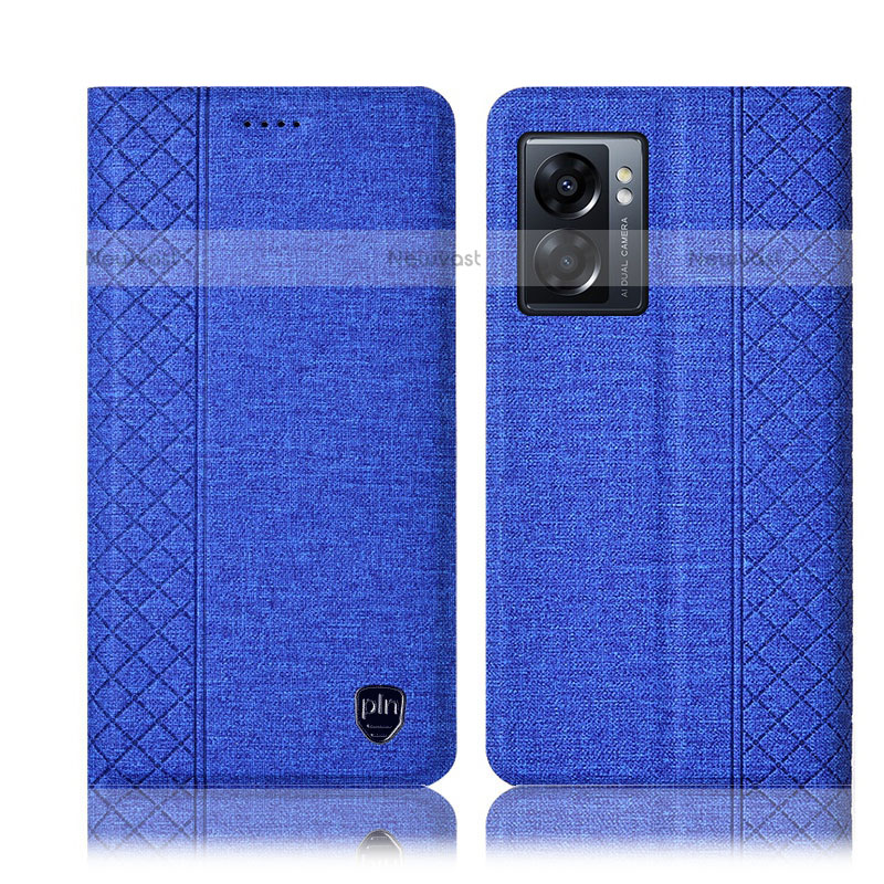 Cloth Case Stands Flip Cover H14P for OnePlus Nord N300 5G Blue
