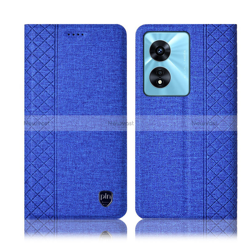 Cloth Case Stands Flip Cover H14P for Oppo A97 5G Blue