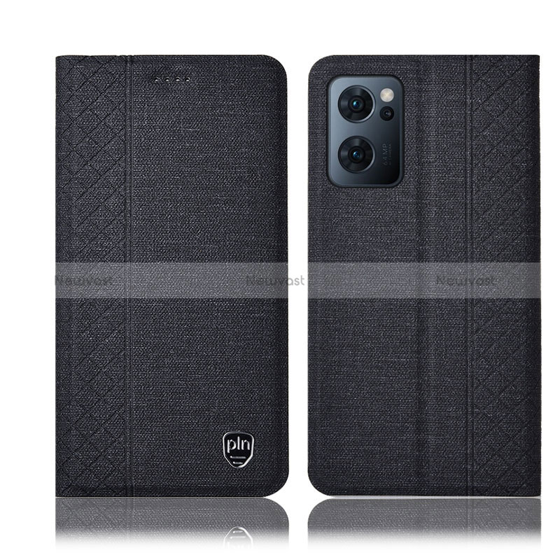 Cloth Case Stands Flip Cover H14P for Oppo Reno7 5G Black