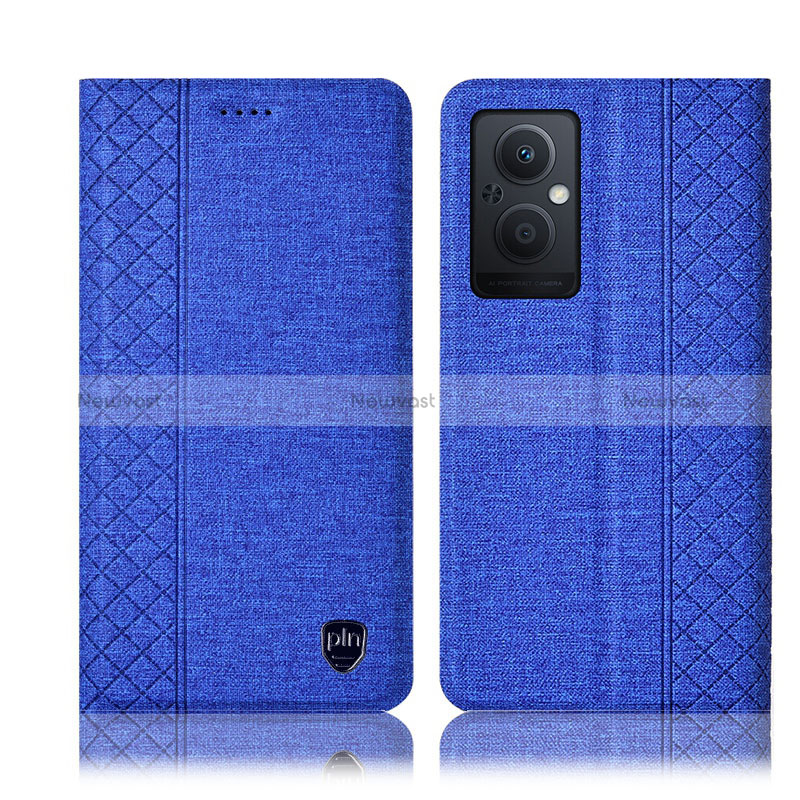 Cloth Case Stands Flip Cover H14P for Oppo Reno8 Z 5G Blue