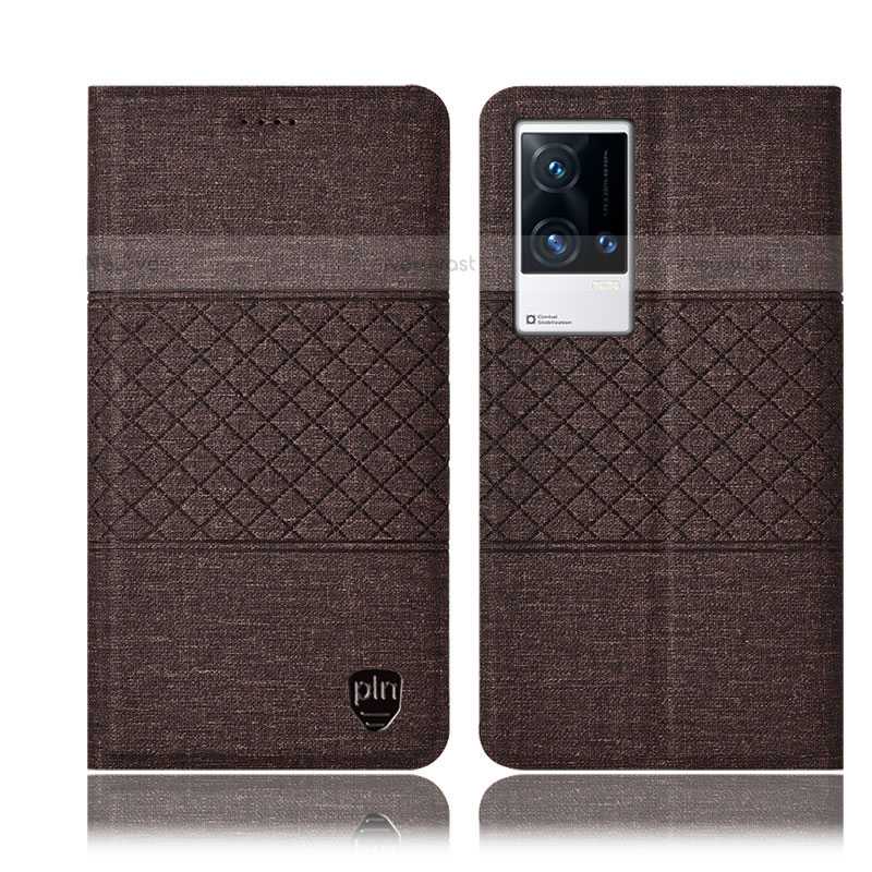 Cloth Case Stands Flip Cover H14P for Vivo iQOO 8 5G Brown