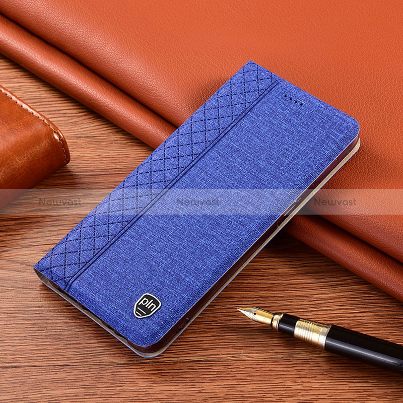 Cloth Case Stands Flip Cover H14P for Vivo iQOO Z7x 5G Blue