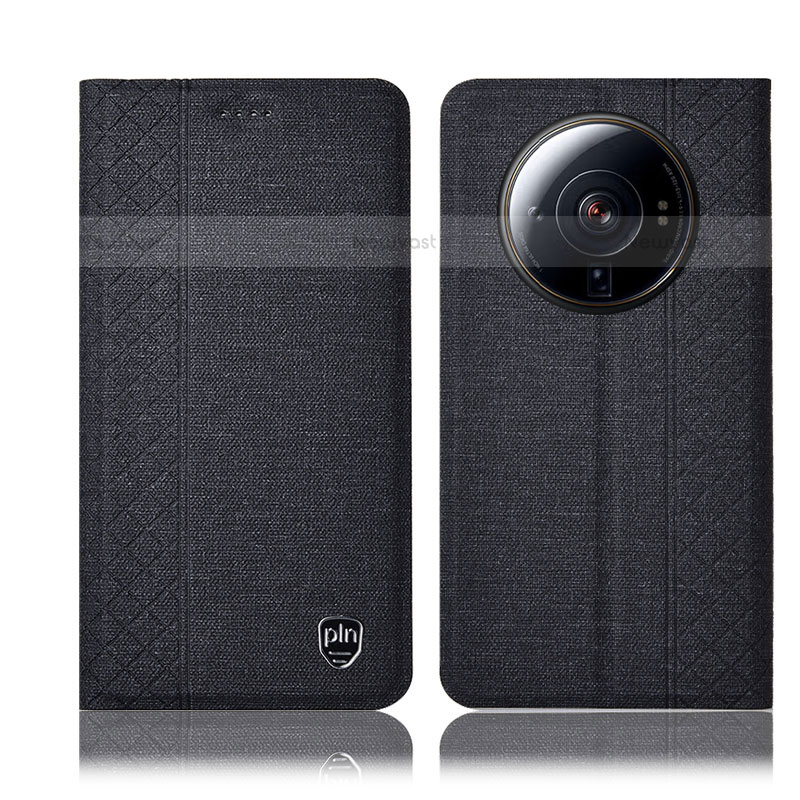 Cloth Case Stands Flip Cover H14P for Xiaomi Mi 12 Ultra 5G Black