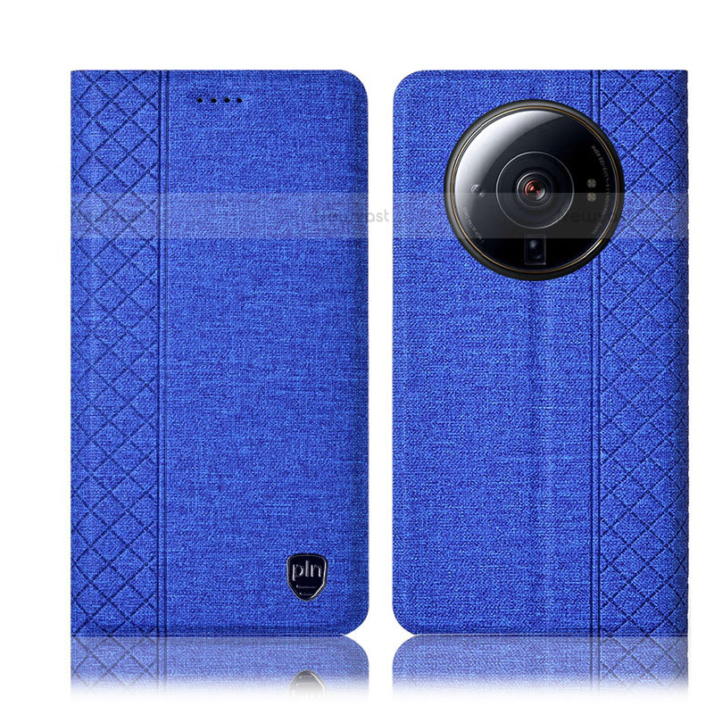 Cloth Case Stands Flip Cover H14P for Xiaomi Mi 12 Ultra 5G Blue