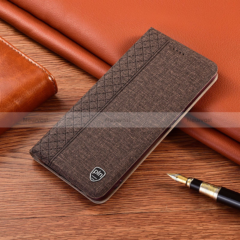 Cloth Case Stands Flip Cover H14P for Xiaomi Redmi Note 11E 5G Brown