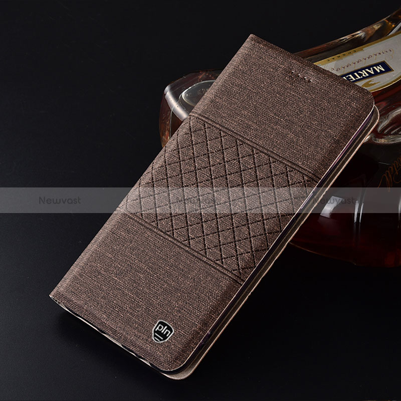 Cloth Case Stands Flip Cover H21P for Xiaomi Redmi 10X 5G Brown