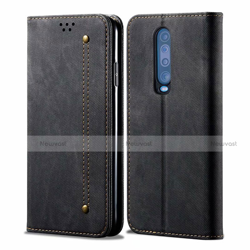 Cloth Case Stands Flip Cover L02 for Xiaomi Redmi K30 4G Black