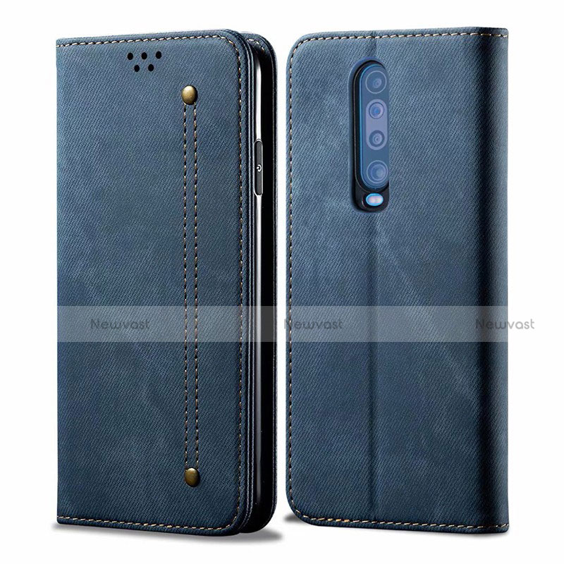 Cloth Case Stands Flip Cover L02 for Xiaomi Redmi K30 5G Blue