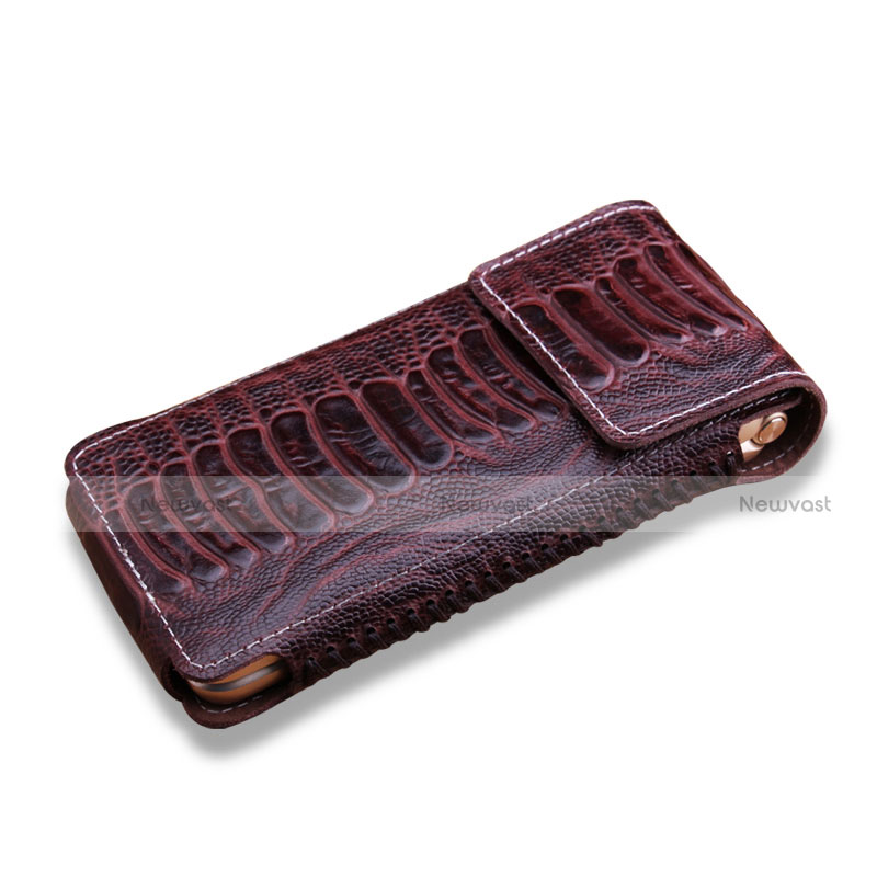 Crocodile Leather Case Flip Cover for Samsung W(2017) Brown